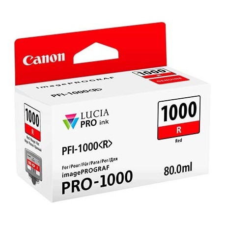 Tinta Canon PFI-1000R Rojo 80 ml.