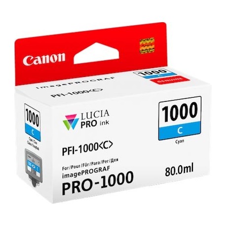 Tinta Canon PFI-1000C Cían 80 ml.